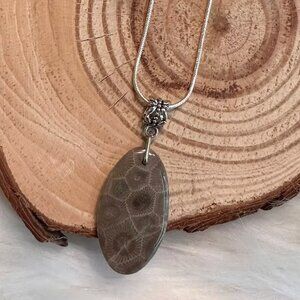 Petoskey Stone Oval Necklace + Chain